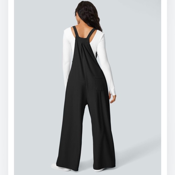 NWT Halara black waffle knit overalls - Picture 2 of 4